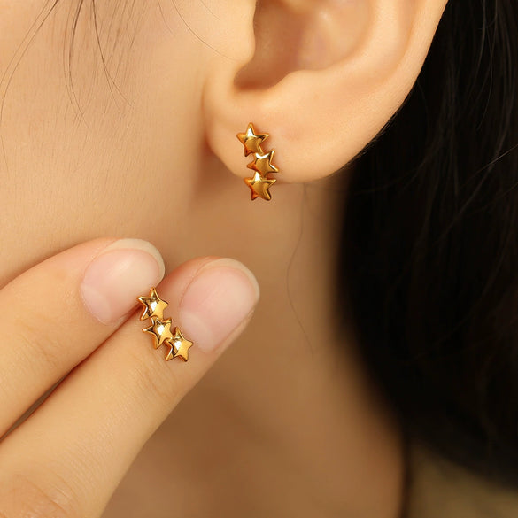 Wholesale Ear Studs 316L Stainless Steel Star Electroplated For Women