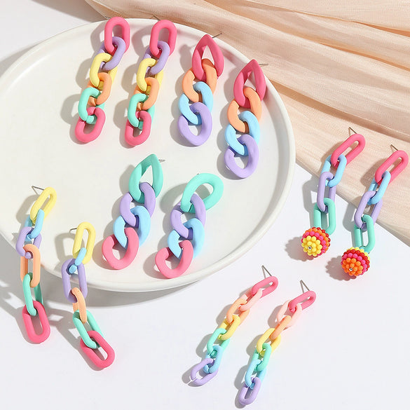 Wholesale Earrings Acrylic Geometric Baking Paint Style