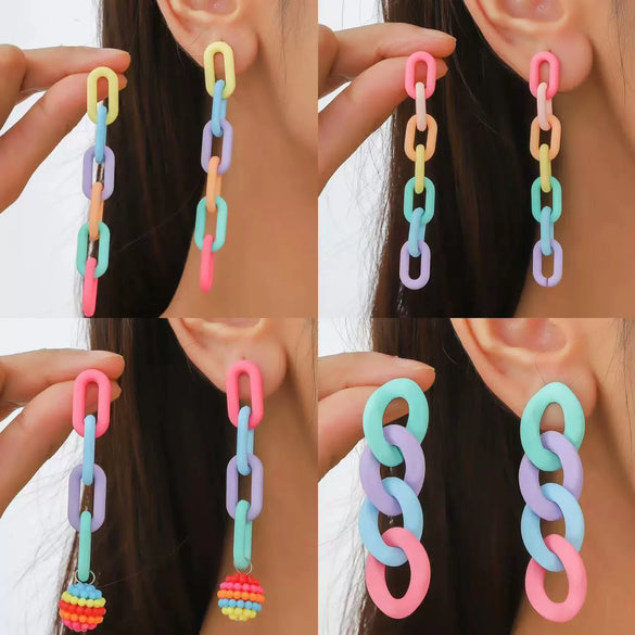 Wholesale Earrings Acrylic Geometric Baking Paint Style