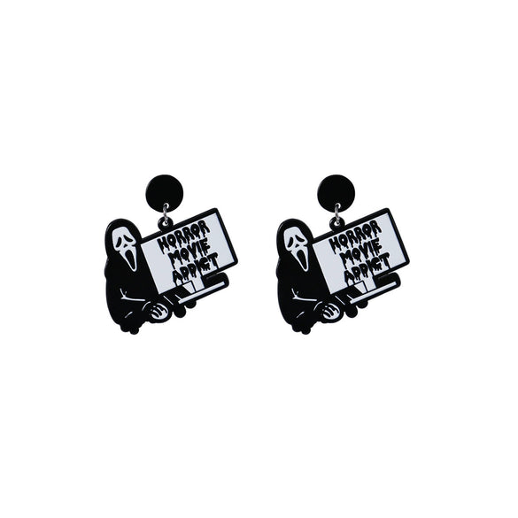Wholesale Earrings Acrylic Punk Style With Butterfly Skull Dagger Cartoon Characters Stainless Steel Ear Needles Electroplating