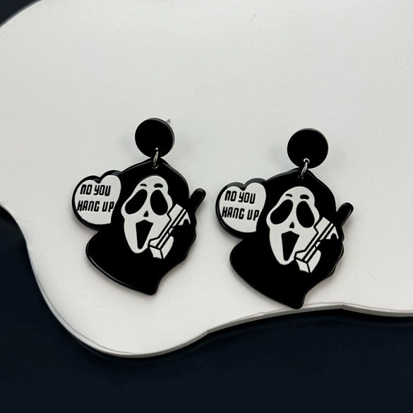 Wholesale Earrings Acrylic Punk Style With Butterfly Skull Dagger Cartoon Characters Stainless Steel Ear Needles Electroplating