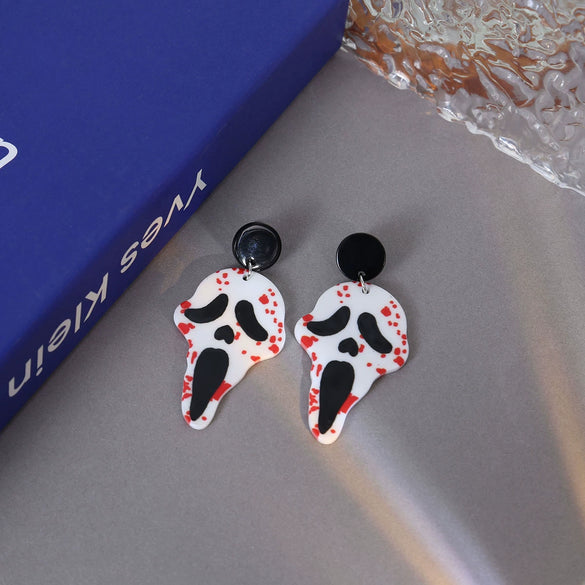 Wholesale Earrings Acrylic Punk Style With Butterfly Skull Dagger Cartoon Characters Stainless Steel Ear Needles Electroplating
