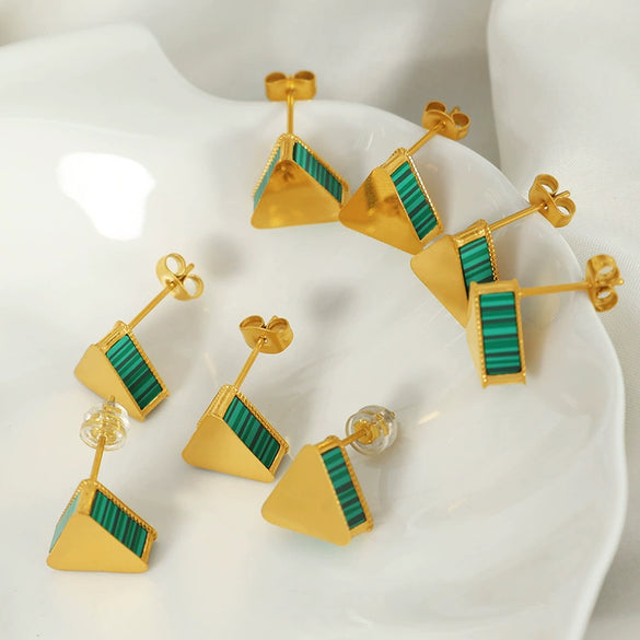 Wholesale Earrings Acrylic Triangle 316L Stainless Steel Gold Plated Geometric Style