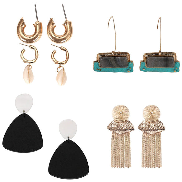 Wholesale Earrings Alloy Acrylic Shell Pearl Geometric Style Electroplating Women's