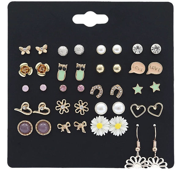 Wholesale Earrings Alloy Crystal Flower Style For Female Students