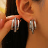 Wholesale Earrings Alloy Geometric Cshaped Diamond Retro Light Luxury Style Electroplated For Women