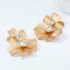 Wholesale Earrings Alloy Goldplated Floral Hollowout Rhinestone Multilayer Minimalist Style