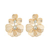 Wholesale Earrings Alloy Goldplated Floral Hollowout Rhinestone Multilayer Minimalist Style