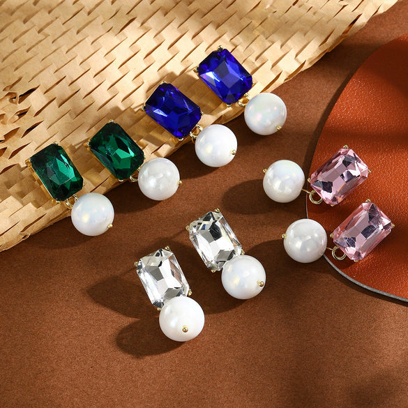 Wholesale Earrings Alloy Material Geometric Style Diamond Design