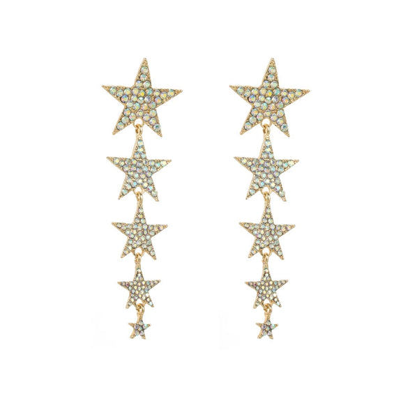 Wholesale Earrings Alloy Multilayer Diamond Fivepointed Star Design