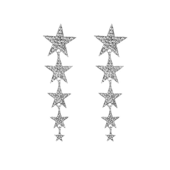 Wholesale Earrings Alloy Multilayer Diamond Fivepointed Star Design