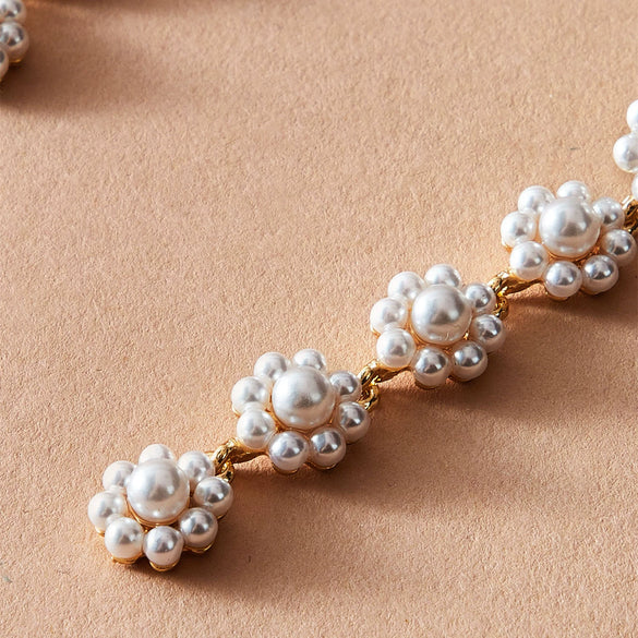 Wholesale Earrings Alloy Pearl Flower Long Tassel Simple Creative