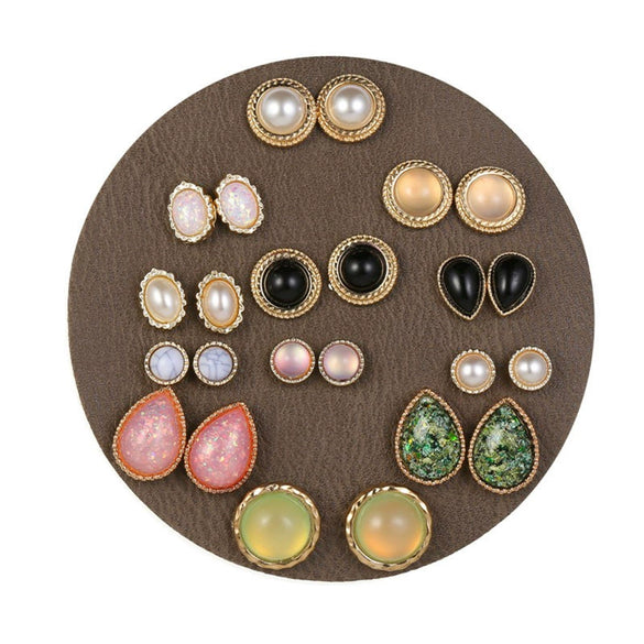 Wholesale Earrings Alloy Resin Cat's Eye Geometric Electroplating For Women