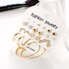 Wholesale Earrings Alloy Retro Exaggerated Geometric Inlaid Diamond Hoop Earrings Set