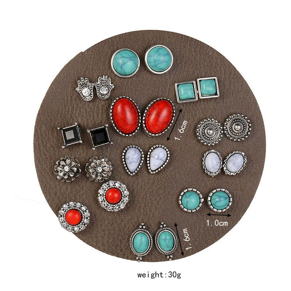 Wholesale Earrings Alloy Turquoise Geometric Street Style Electroplating For Women