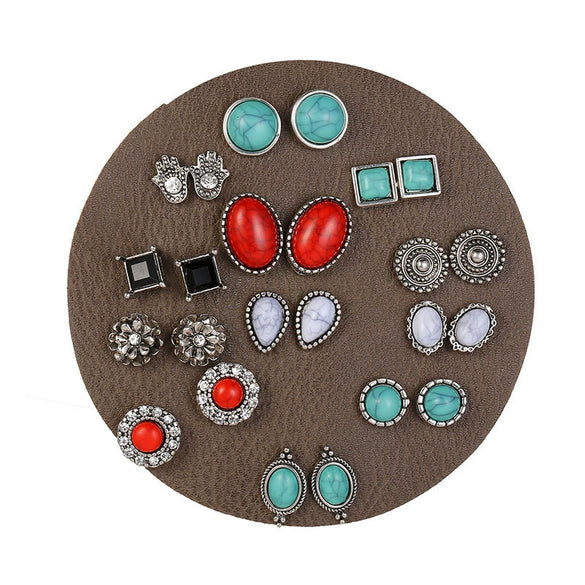 Wholesale Earrings Alloy Turquoise Geometric Street Style Electroplating For Women