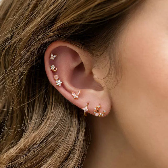 Wholesale Earrings Brass 18K Zircon Star Pattern Set