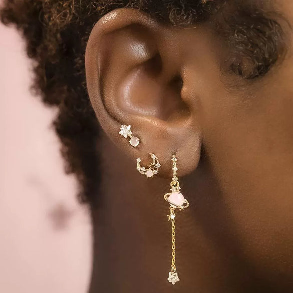 Wholesale Earrings Brass 18K Zircon Star Pattern Set