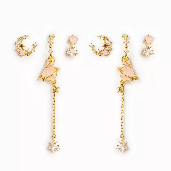 Wholesale Earrings Brass 18K Zircon Star Pattern Set