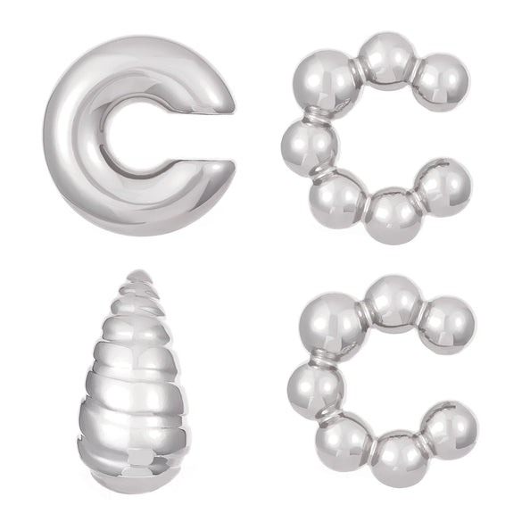 Wholesale Earrings Ccb Material Geometric Style Oval Hollow Electroplated Ear Clip