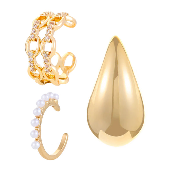 Wholesale Earrings Ccb Material Geometric Style Oval Hollow Electroplated Ear Clip