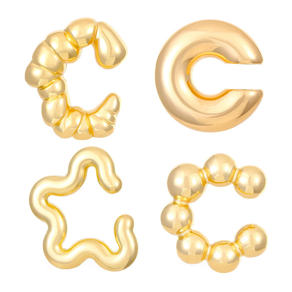 Wholesale Earrings Ccb Material Geometric Style Oval Hollow Electroplated Ear Clip