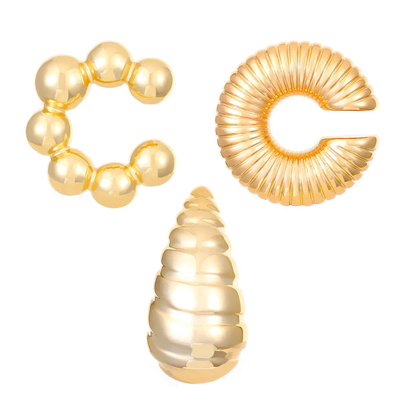 Wholesale Earrings Ccb Material Geometric Style Oval Hollow Electroplated Ear Clip