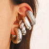 Wholesale Earrings Ccb Material Geometric Style Oval Hollow Electroplated Ear Clip