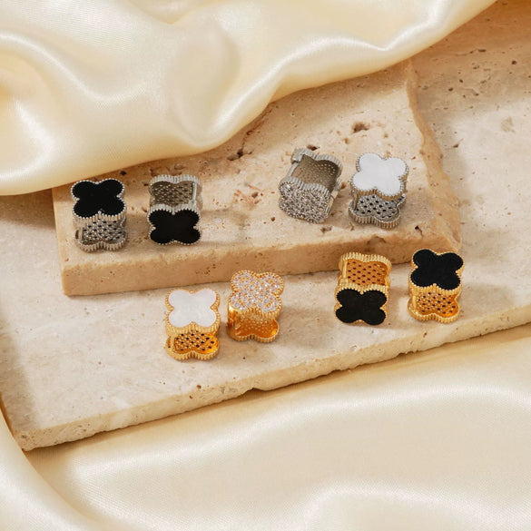 Wholesale Earrings Copper Acrylic Four Leaf Clover Style Electroplated