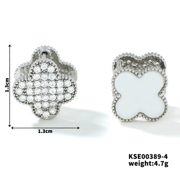 Wholesale Earrings Copper Acrylic Four Leaf Clover Style Electroplated