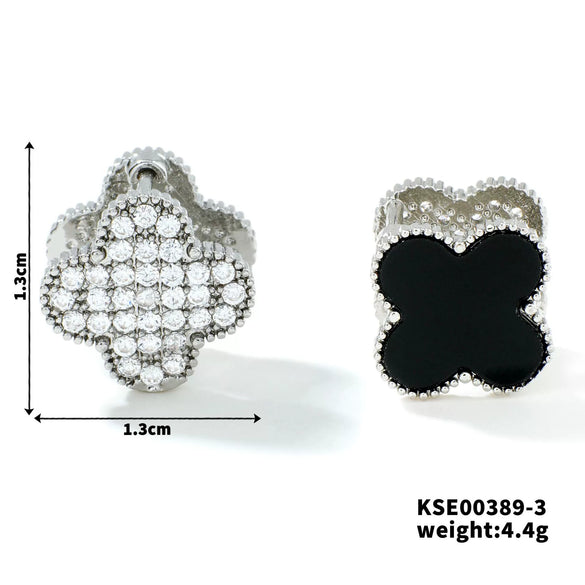 Wholesale Earrings Copper Acrylic Four Leaf Clover Style Electroplated