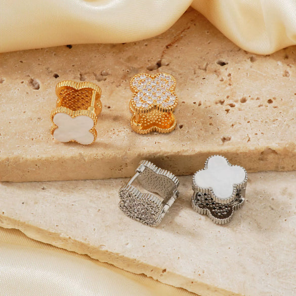 Wholesale Earrings Copper Acrylic Four Leaf Clover Style Electroplated