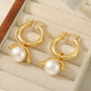 Wholesale Earrings Copper And Pearl French Retro U Shape Inlaid With Pearls