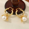Wholesale Earrings Copper And Pearl French Retro U Shape Inlaid With Pearls