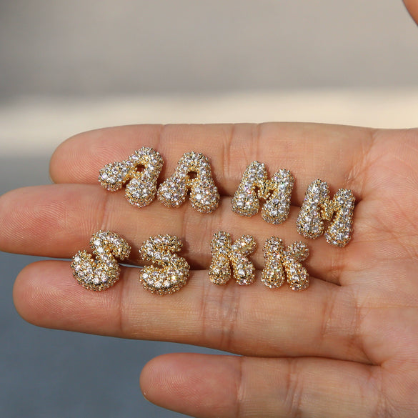Wholesale Earrings Copper Balloon Bubble With Cute Letter Design Electroplated For Women