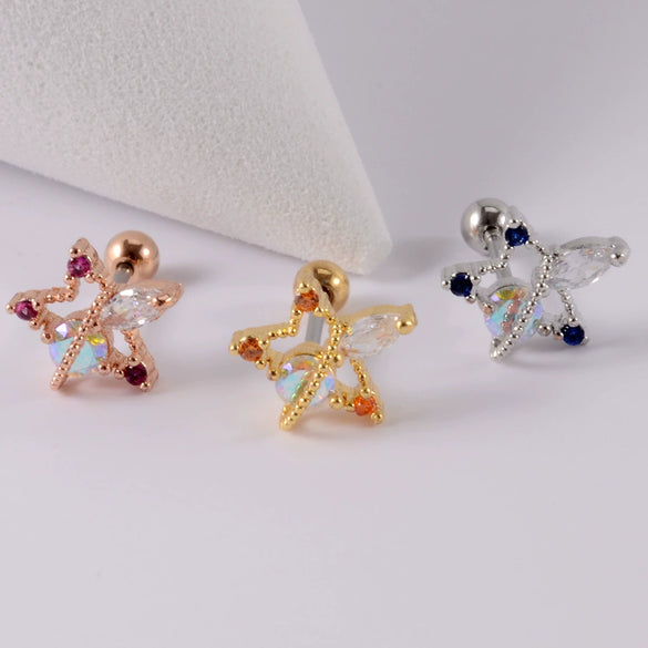 Wholesale Earrings Copper Candycolored Dreamchasing Dragonfly Animal Electroplated Heart Shape