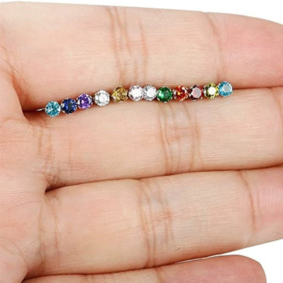 Wholesale Earrings Copper Colorful Zircon Geometric Sixclaw Design