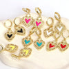Wholesale Earrings Copper Dripping Oil Geometric Heartshaped Sweet Style 18K Gold Plated