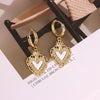 Wholesale Earrings Copper Dripping Oil Geometric Heartshaped Sweet Style 18K Gold Plated