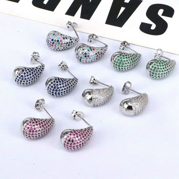 Wholesale Earrings Copper Drop Shape Geometric Set With Diamonds For Women
