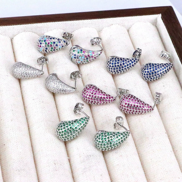 Wholesale Earrings Copper Drop Shape Geometric Set With Diamonds For Women