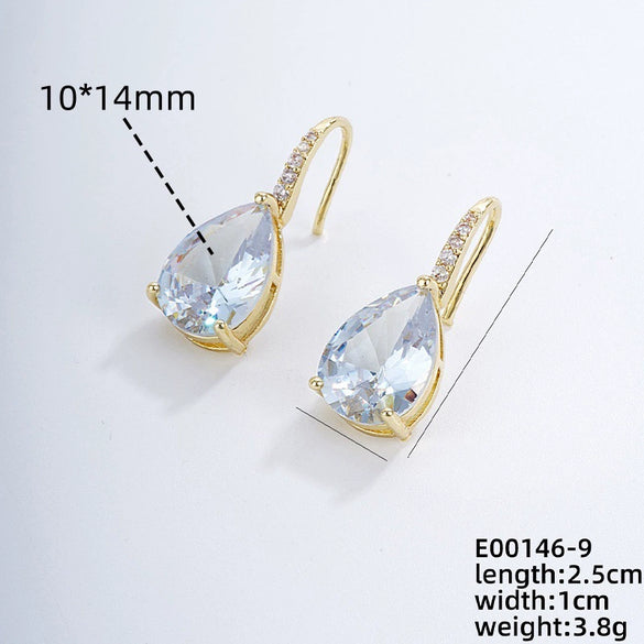 Wholesale Earrings Copper Dropshaped Zircon Micro Inlaid Electroplating For Women