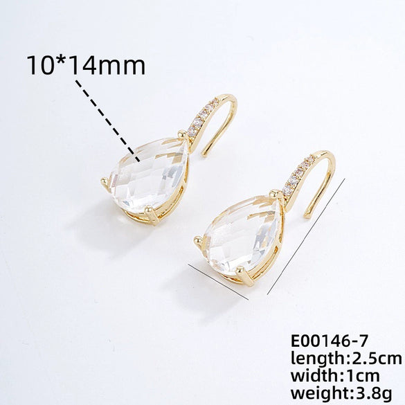 Wholesale Earrings Copper Dropshaped Zircon Micro Inlaid Electroplating For Women