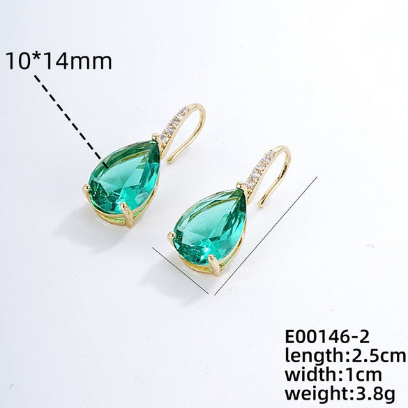Wholesale Earrings Copper Dropshaped Zircon Micro Inlaid Electroplating For Women