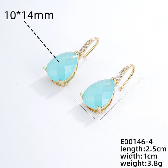 Wholesale Earrings Copper Dropshaped Zircon Micro Inlaid Electroplating For Women