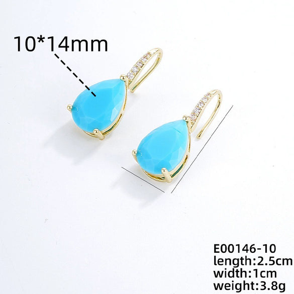 Wholesale Earrings Copper Dropshaped Zircon Micro Inlaid Electroplating For Women