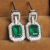 Wholesale Earrings Copper Emerald Zircon Geometric Style Rectangular
