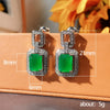 Wholesale Earrings Copper Emerald Zircon Geometric Style Rectangular