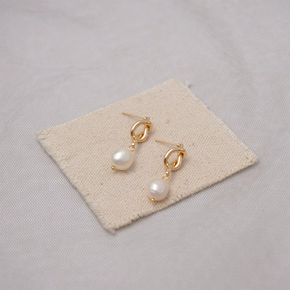 Wholesale Earrings Copper Freshwater Pearl Retro Geometric Handmade For Women