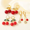 Wholesale Earrings Copper Fruit Cherry Design Electroplating